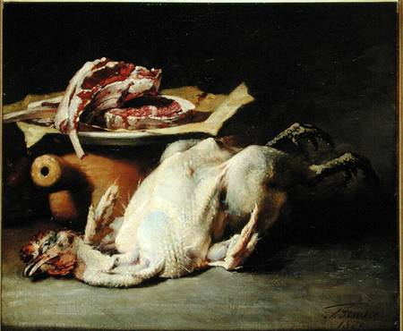 Still Life of a Chicken and Cutlets à Guillaume Romain Fouace