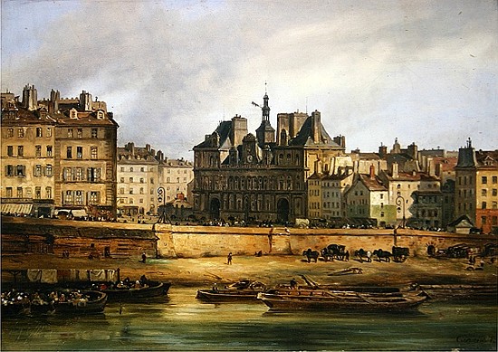 Hotel de Ville and embankment, Paris à Guiseppe Canella