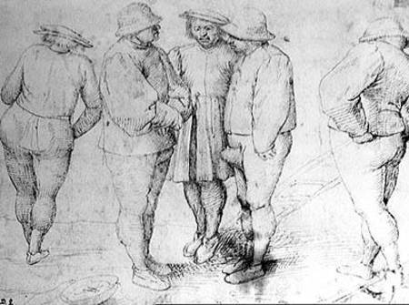 Peasants in Conversation (pen & ink on paper) à Giuseppe Pellizza da Volpedo