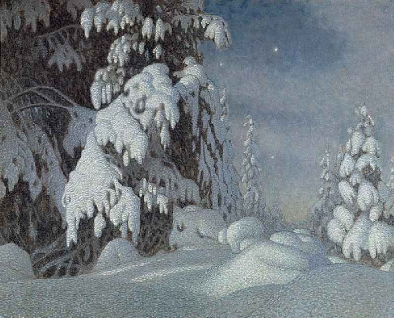 Moonlight in the winter à Gustaf Edolf Fjaestad