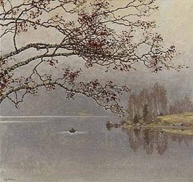 Winter at the lake. à Gustaf Edolf Fjaestad