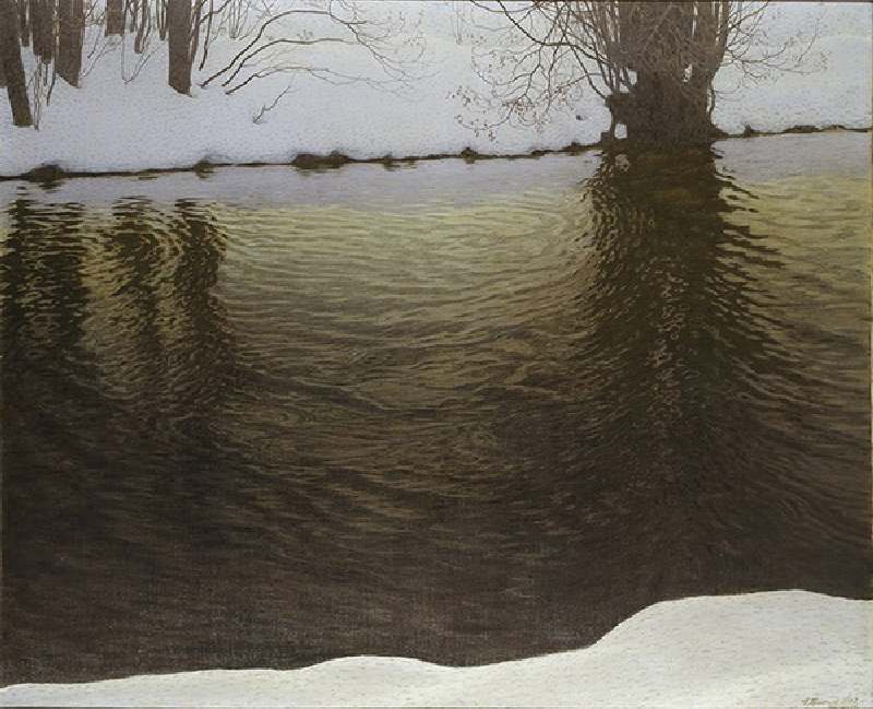 Winter Evening by a River à Gustaf Edolf Fjaestad