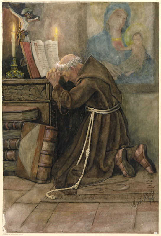 Praying monk à Gustav Kilb