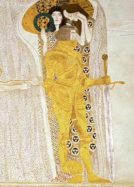 The Knight detail of the Beethoven Frieze, said to be a portrait of Gustav Mahler (1860-1911) à Gustav Klimt
