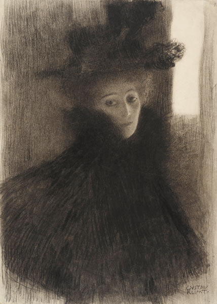 Portrait of a Lady with Cape and Hat à Gustav Klimt