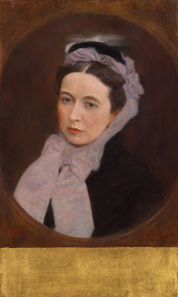 Portrait of a Lady with purple scarf à Gustav Klimt