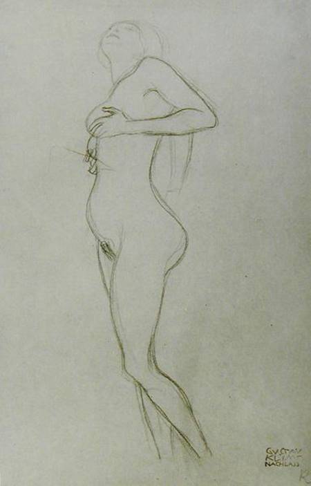 Standing Nude Girl Looking Up à Gustav Klimt