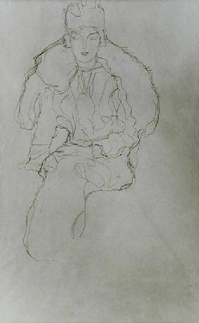 Seated Woman with Fur Wrap and Headdress