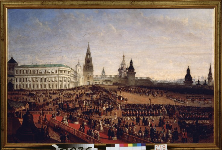 Military parade during the Coronation of the Emperor Alexander II in the Moscow Kremlin on 18th Febr à Gustav Schwarz