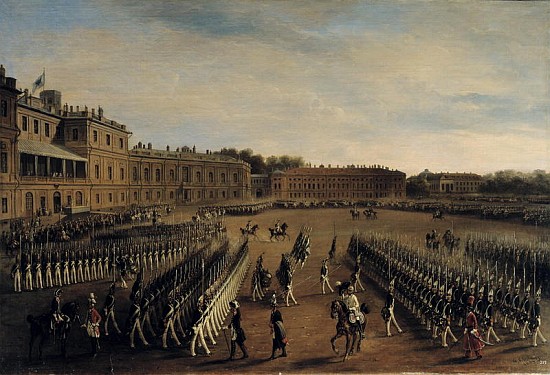 Parade at the time of Emperor Paul I (1754-1801) 1847 à Gustav Schwarz