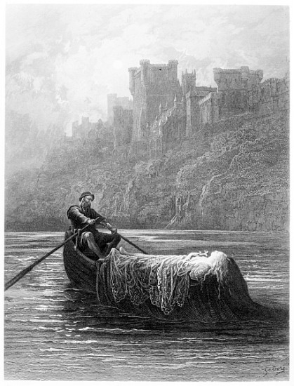 The Body of Elaine on its way to King Arthur''s Palace, illustration from ''Idylls of the King'' à Gustave Alfred TennysonDore