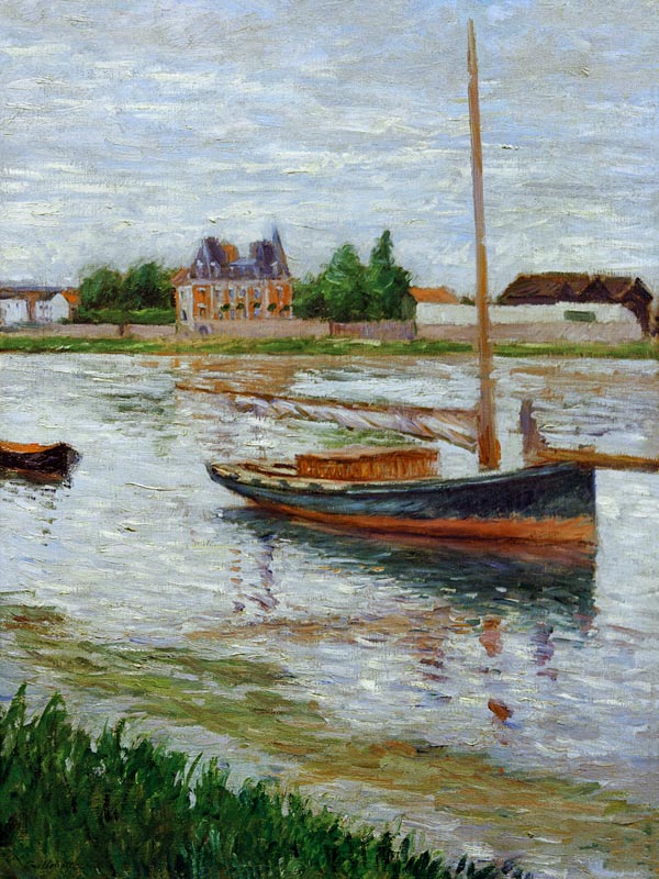 Anchored Boat on Seine à Gustave Caillebotte