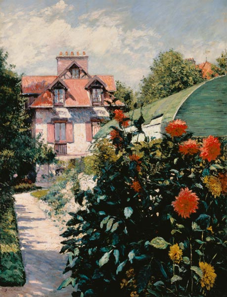 Die Dahlien - Garten im kleinen Dorf Gennevilliers à Gustave Caillebotte