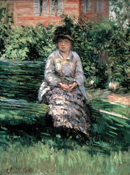 Madame Renoir (1860-1915) in the Garden at Petit-Gennevilliers à Gustave Caillebotte