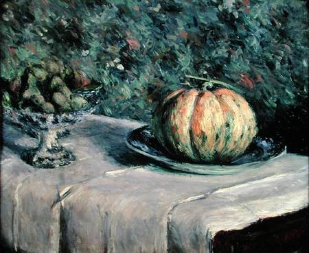 Melon and Fruit Bowl with Figs à Gustave Caillebotte