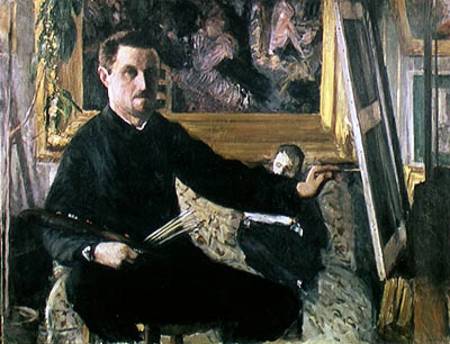 Self Portrait with an Easel à Gustave Caillebotte