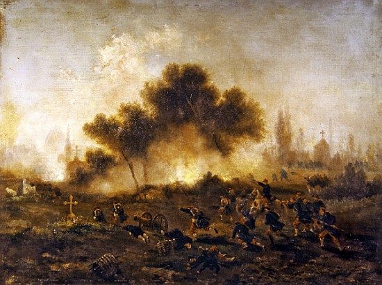 Paris Commune: assault on a cemetery regular troops and capture of the barricades in May 1871 à Gustave Clarence Rodolphe Boulanger