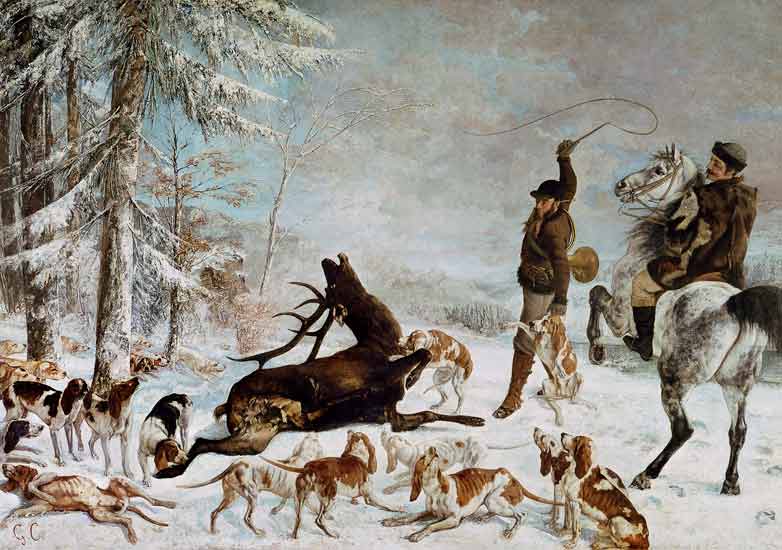 l'hallali du cerf (Épisode de chasse a courre sur un terrain de neige) à Gustave Courbet