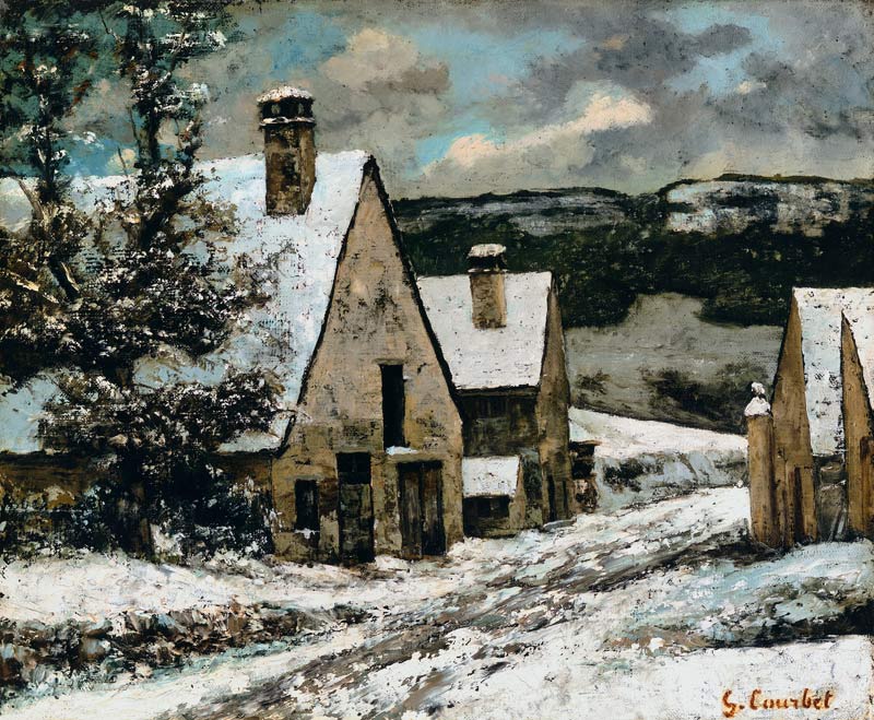 Village Edge in Winter à Gustave Courbet