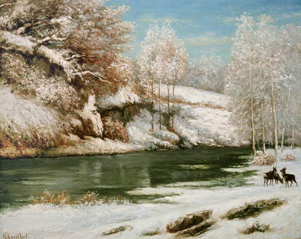 Winterlandschaft mit Rotwild à Gustave Courbet