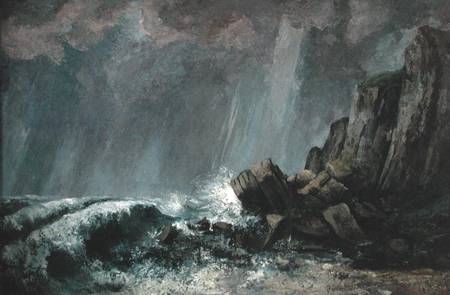 Downpour at Etretat à Gustave Courbet
