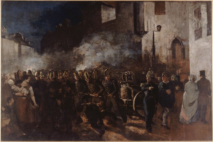 Firemen Running to a Fire à Gustave Courbet