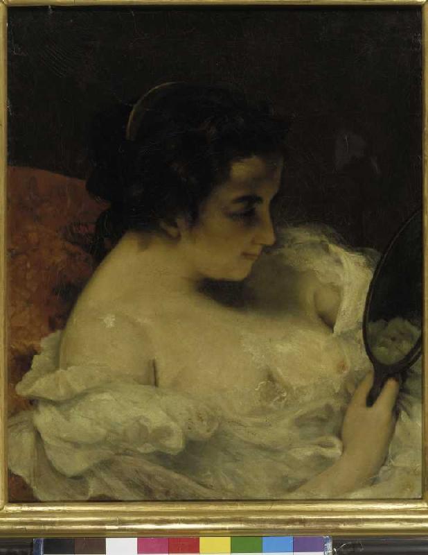 La femme se regardant dans le petit miroir à Gustave Courbet