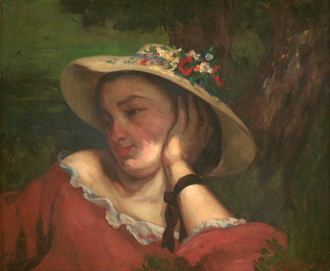 Woman with Flowers on Her Hat à Gustave Courbet