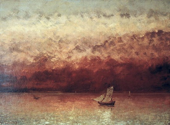 Lake Leman with Setting Sun, c.1876 à Gustave Courbet