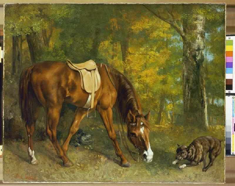 cheval dans la forêt à Gustave Courbet