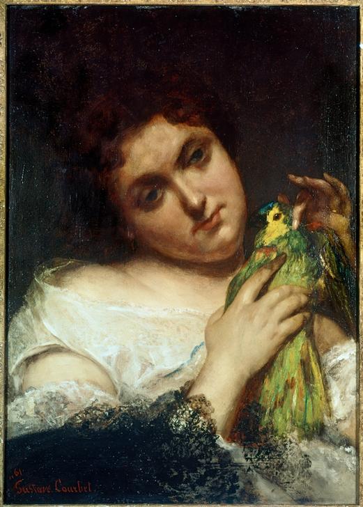 Portrait de femme portant un perroquet (La femme au perroqu à Gustave Courbet