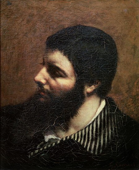 Self Portrait with Striped Collar à Gustave Courbet