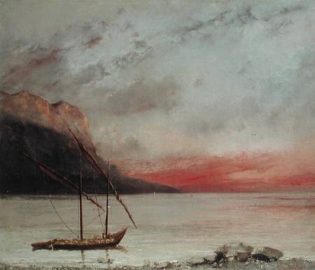 Sunset over Lake Leman à Gustave Courbet