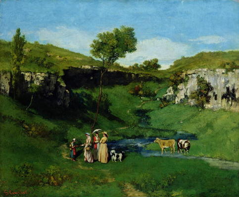 The Village Maidens, 1851 (oil on canvas) à Gustave Courbet