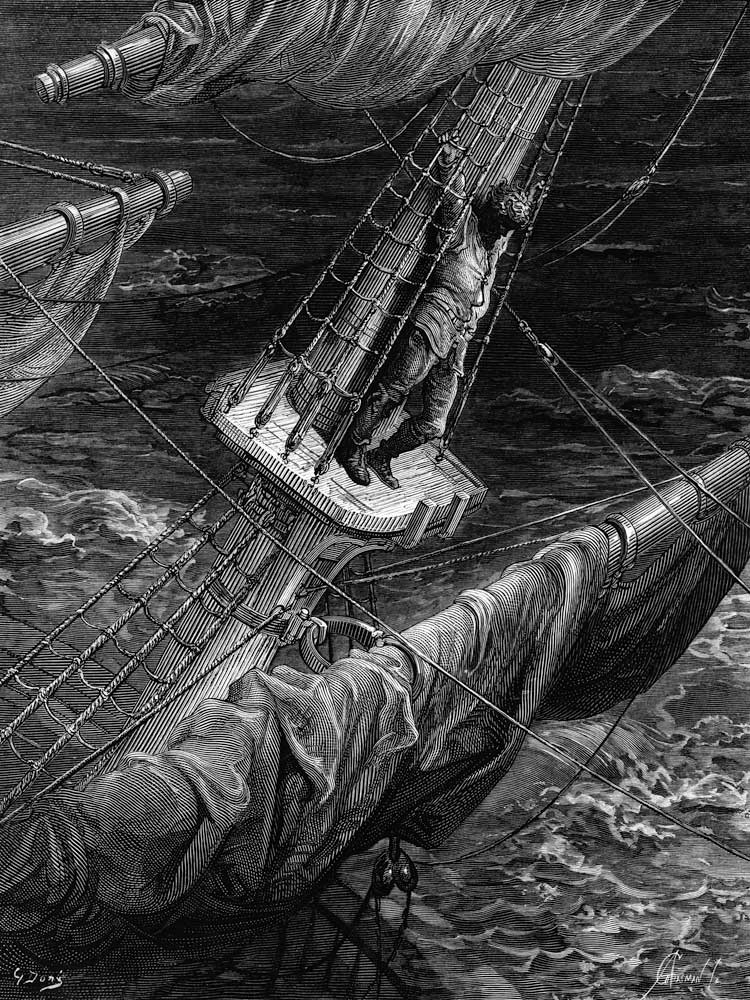 The Mariner regrets his shooting of the Albatross, scene from ''The Rime of the Ancient Mariner'' S. à Gustave Doré