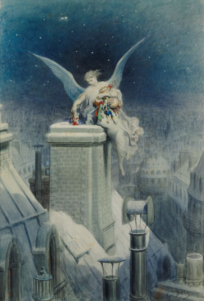 Christmas Eve (w/c & gouache on paper) à Gustave Doré