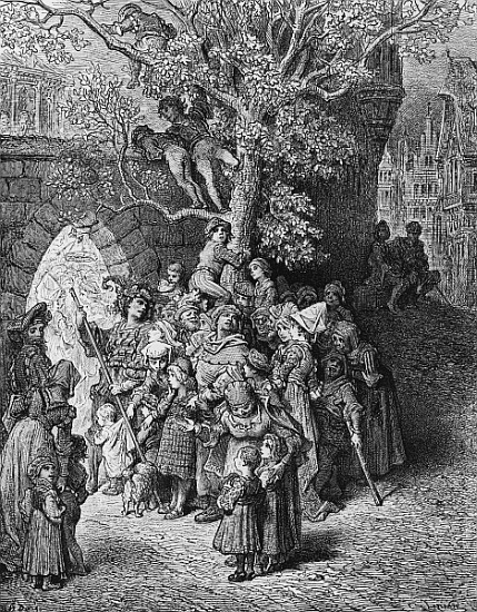 Crowd of onlookers and spectators at the wedding, scene from ''The Rime of the Ancient Mariner'' S.T à Gustave Doré