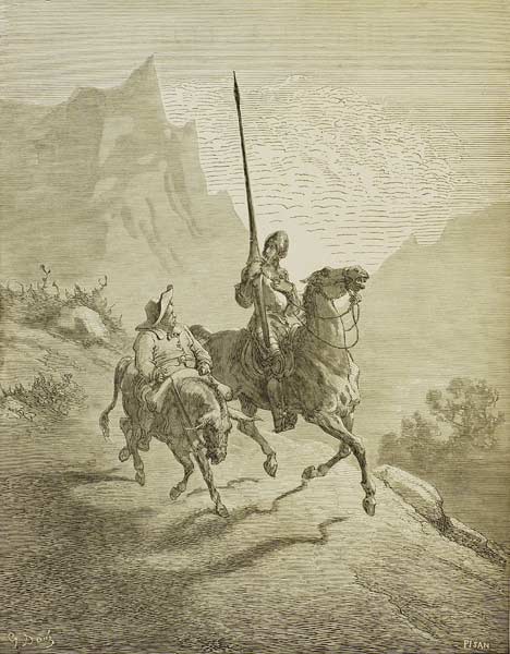 Illustration to the book "Don Quixote de la Mancha" by M. de Cervantes à Gustave Doré
