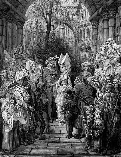 The Bride and Groom entering the hall, scene from ''The Rime of the Ancient Mariner'' S.T. Coleridge à Gustave Doré