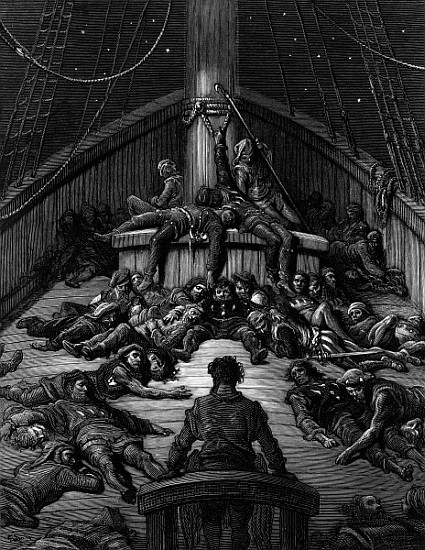 The Mariner gazes on his dead companions and laments the curse of his survival while all his fellow  à Gustave Doré