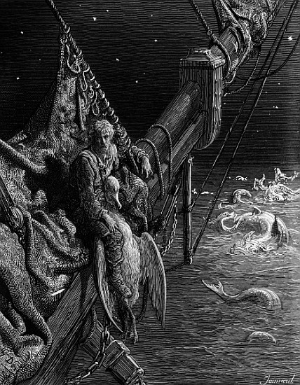 The Mariner gazes on the serpents in the ocean, scene from ''The Rime of the Ancient Mariner'' S.T.  à Gustave Doré