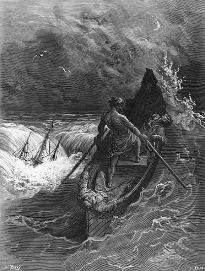 The Pilot faints, scene from ''The Rime of the Ancient Mariner'' S.T. Coleridge,S.T. Coleridge, publ à Gustave Doré