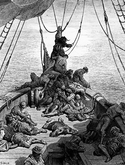 The sailors becalmed and tormented by thirst, scene from ''The Rime of the Ancient Mariner'' S.T. Co à Gustave Doré