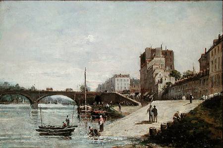 The Seine and the Port of Courbevoie à Gustave Mascart