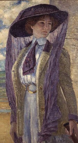 Woman with a Purple Hat à Gustave Max Stevens