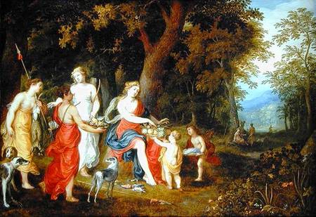 Diana and Her Maidens, after the hunt à H. van Govaerts