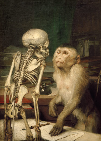 Monkey with a skeleton à Haeckel Ernst