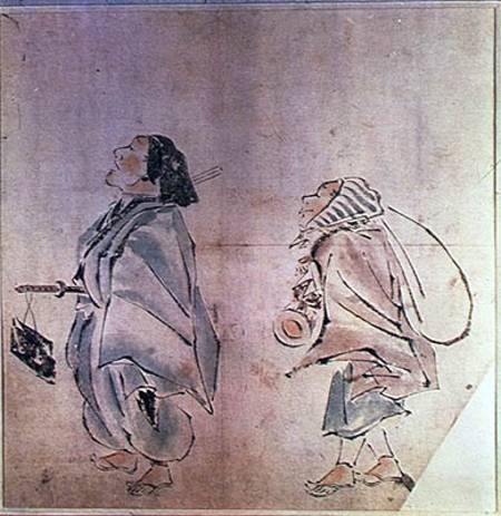 Samourai being followed by a servant à Hanabusa Itcho