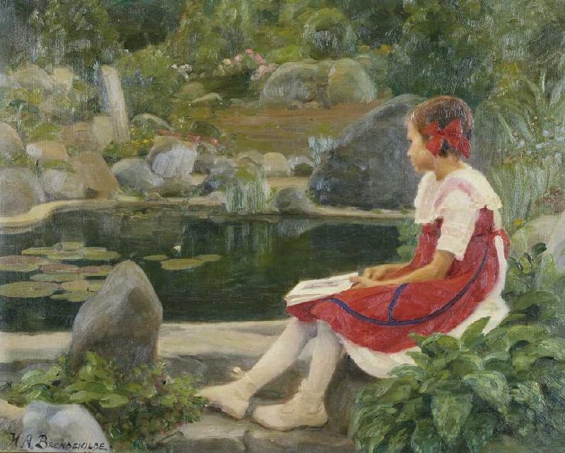 Mädchen an einem Teich à Hans Andersen Brendekilde