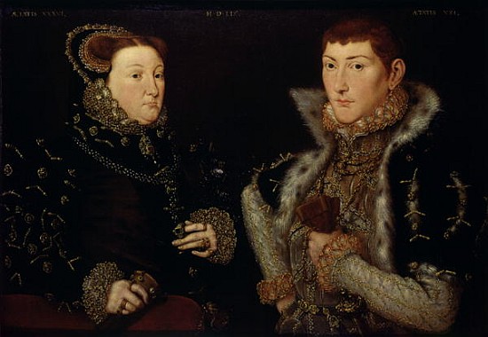 Lady Mary Nevill and her son Gregory Fiennes à Hans Eworth ou Ewoutsz